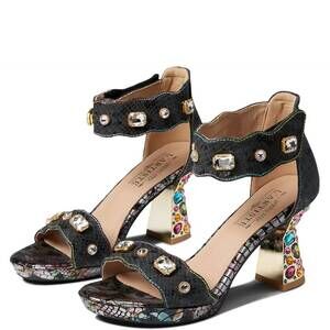 NEW SPRING FOOTWEAR women's jewell heeled sandal in black